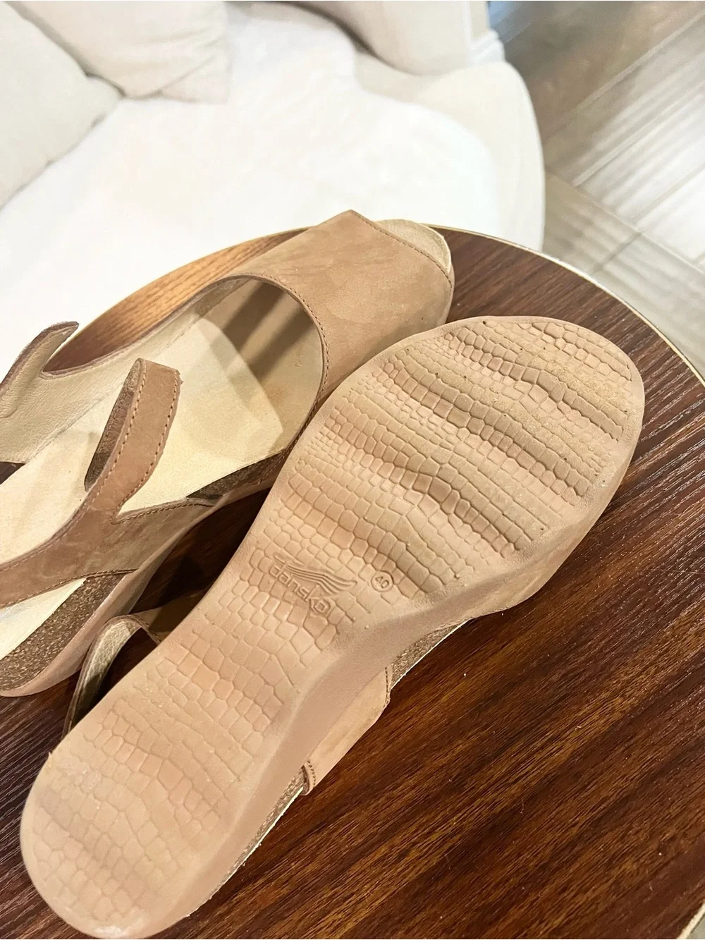 Dansko Tan Nubuck Leather Open Toe Wedge Sandals EU 40 US 9.5-10